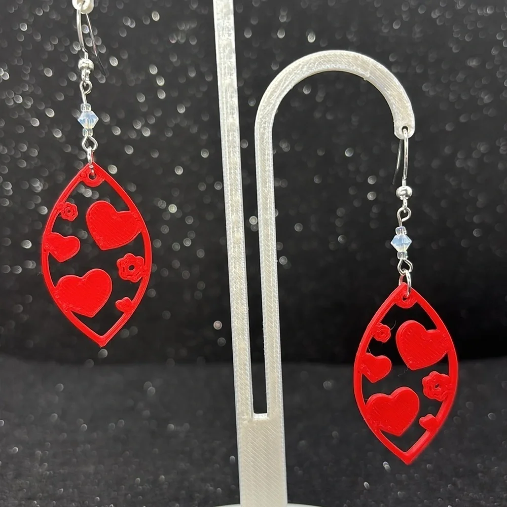 Red Heart Dangle Earrings